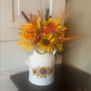 Sunflower Decorative Vase with Fall Accents